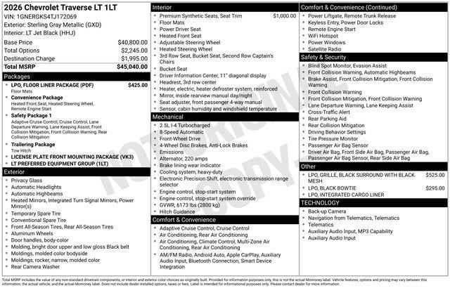 2026 Chevrolet Traverse LT