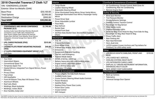 2018 Chevrolet Traverse LT Cloth
