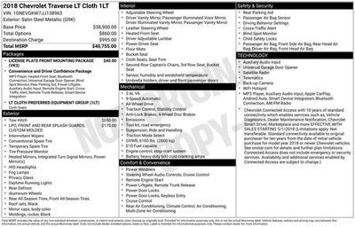 2018 Chevrolet Traverse LT Cloth