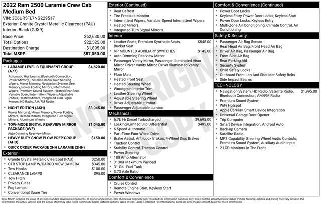 2022 RAM 2500 Laramie Crew Cab 4x4 6'4" Box