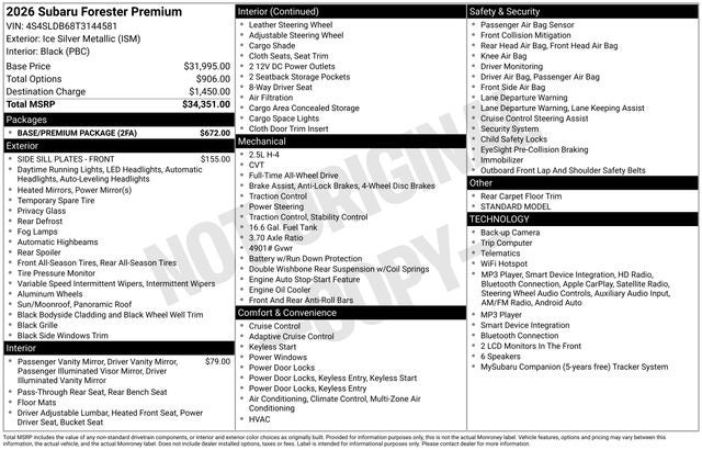 2026 Subaru FORESTER Premium