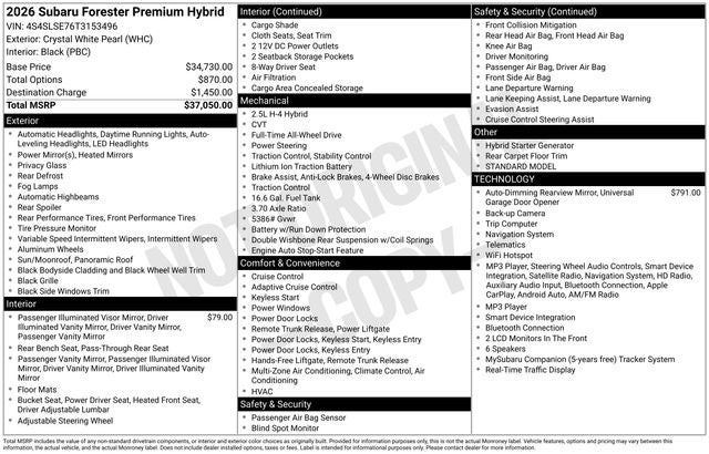 2026 Subaru FORESTER Premium Hybrid