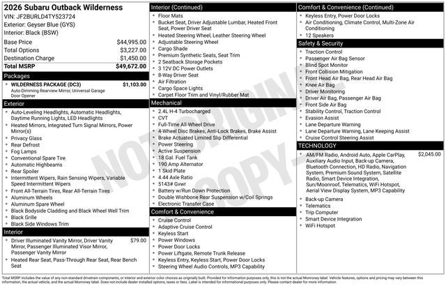 2026 Subaru OUTBACK Wilderness