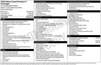 2026 Subaru Ascent Premium