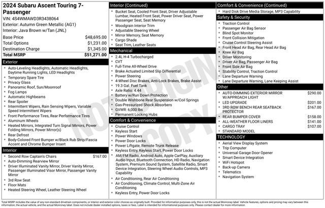 2024 Subaru Ascent Touring
