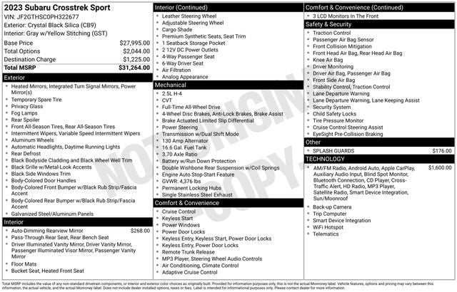 2023 Subaru Crosstrek Sport