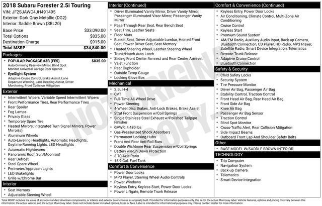 2018 Subaru Forester 2.5i Touring